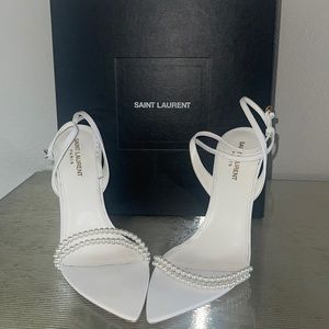 YSL Luna 110 Pearl Sandal pump, Blanc Optimus